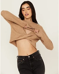 Cleo + Wolf Women's Reversible Cut Out Cropped Sweater