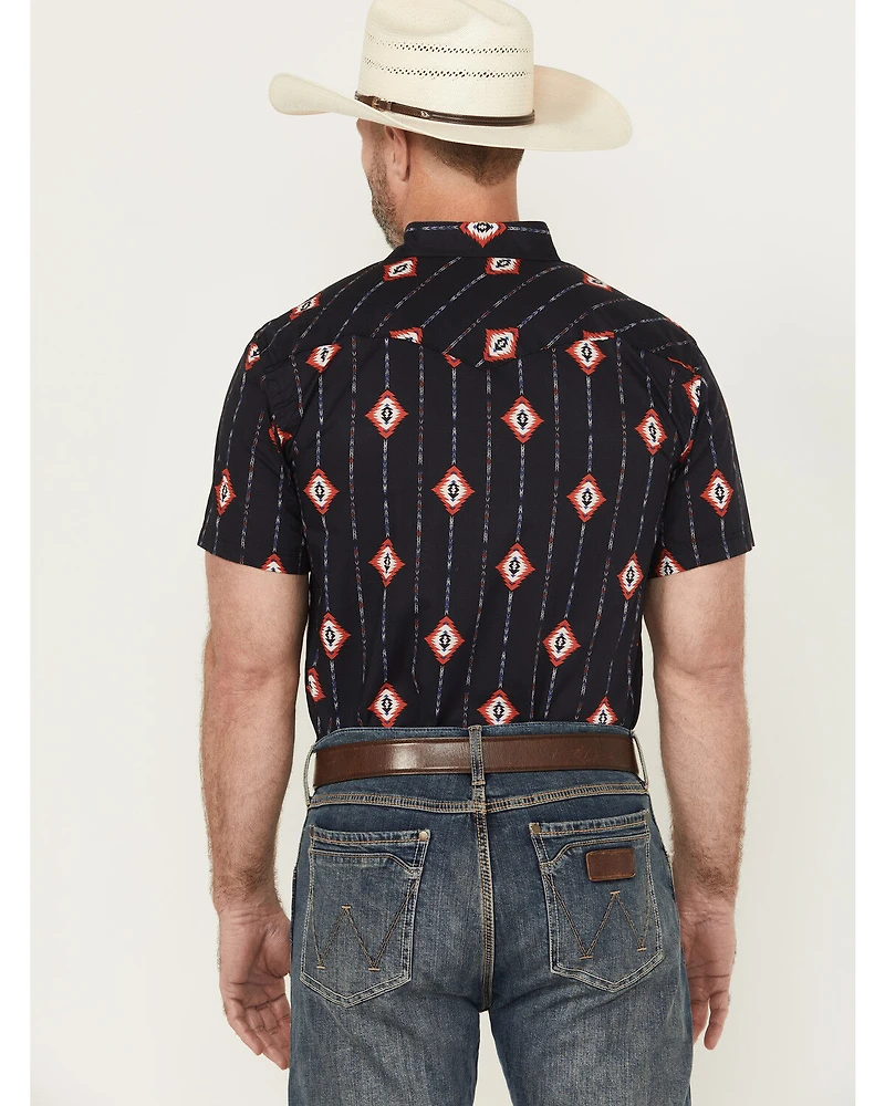 Panhandle Men's Geo Print Short Sleeve Snap Western Shirt