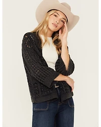 Cotton & Rye Women's Distressed Open Cardigan