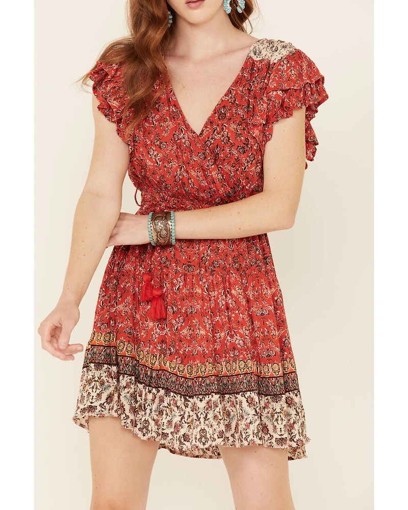 Angie Women's Ruffle Sleeve Tiered Mini Dress