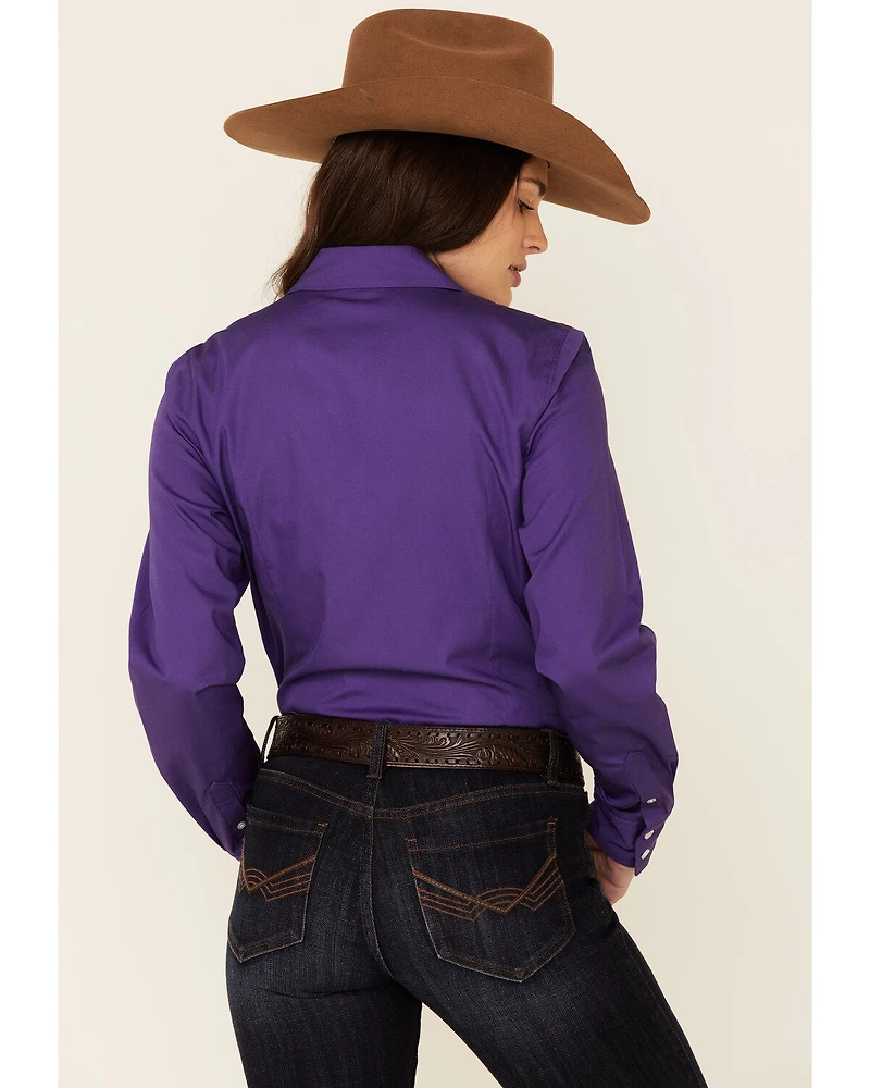 Cinch Women's Solid Purple Long Sleeve Button-Down Western Core Shirt