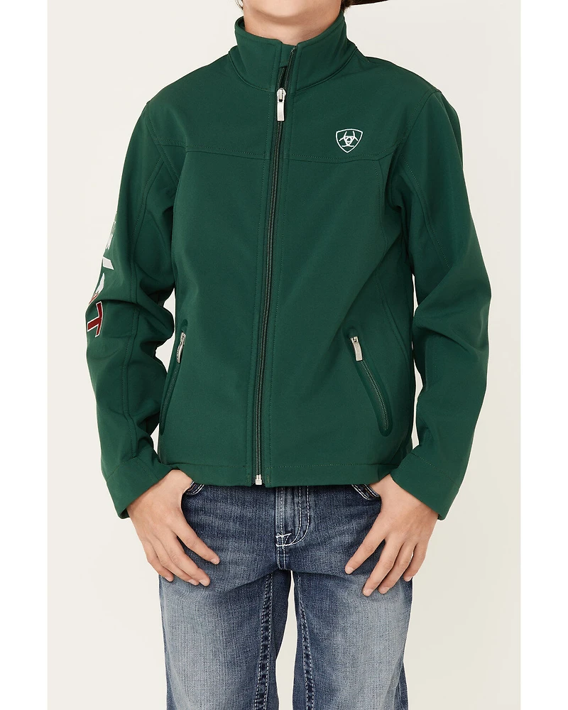 Ariat Boys' Team Mexico Patch Flag Zip-Front Softshell Jacket