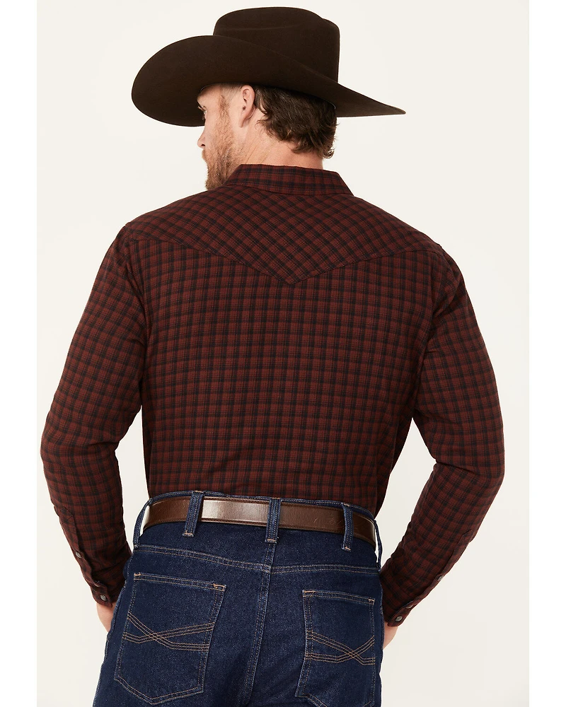 Cody James Men's Long Rider Plaid Print Sleeve Snap Western Flannel Shirt