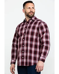 Tuf Cooper Men's Stretch Ombre Plaid Long Sleeve Western Shirt