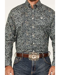 Cinch Men's Paisley Print Long Sleeve Button-Down Stretch Western Shirt