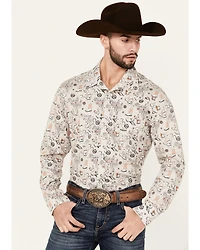 Rock & Roll Denim Men's Tattoo Print Long Sleeve Pearl Snap Stretch Western Shirt