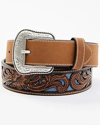Cody James Men's Floral Tooled Contrast Belt