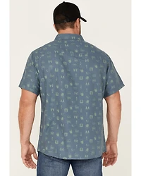 Brothers and Sons Men's Conversational Print Short Sleeve Button-Down Western Shirt