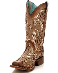 Corral Women's Orix Glitter Inlay & Studded Western Boots - Square Toe