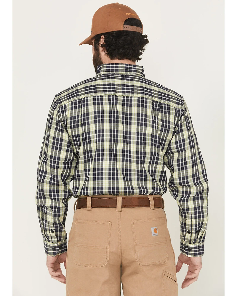 Carhartt Men's FR Force Rugged Flex® Plaid Print Long Sleeve Button-Down Work Shirt