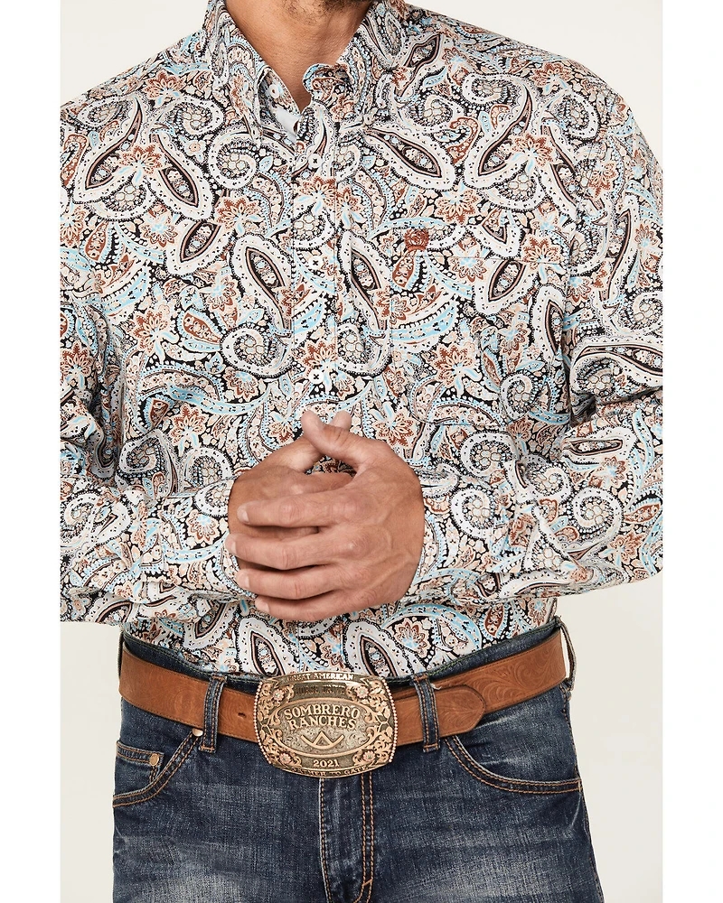 Cinch Men's Paisley Print Long Sleeve Button-Down Western Shirt