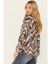Shyanne Women's Printed Rayon Dobby Peasant Blouse