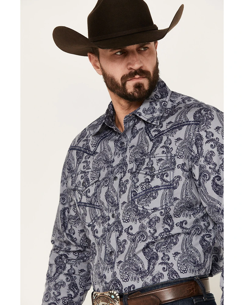 Wrangler Men's Rock 47 Paisley Print Long Sleeve Snap Western Shirt