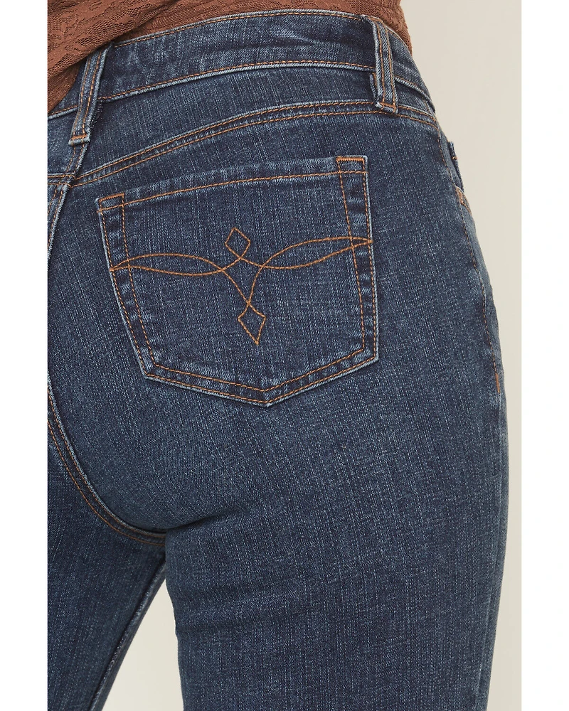 Shyanne Women's Balsam Dark Wash High Rise Slim Cuffed Wide Leg Stretch Denim Jeans