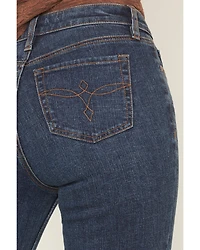 Shyanne Women's Balsam Dark Wash High Rise Slim Cuffed Wide Leg Stretch Denim Jeans