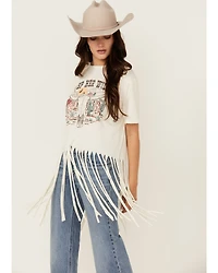 Rock & Roll Denim Women's Keep Her Wild Short Sleeve Fringe Graphic Tee