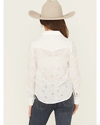 Roper Girls' Eyelet Long Sleeve Button-Down Western Shirt