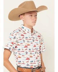 Ariat Boys' Desert Print Short Sleeve Button-Down Western Shirt