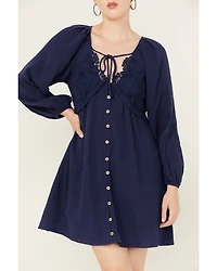 Yura Women's Long Sleeve Peasant Mini Dress