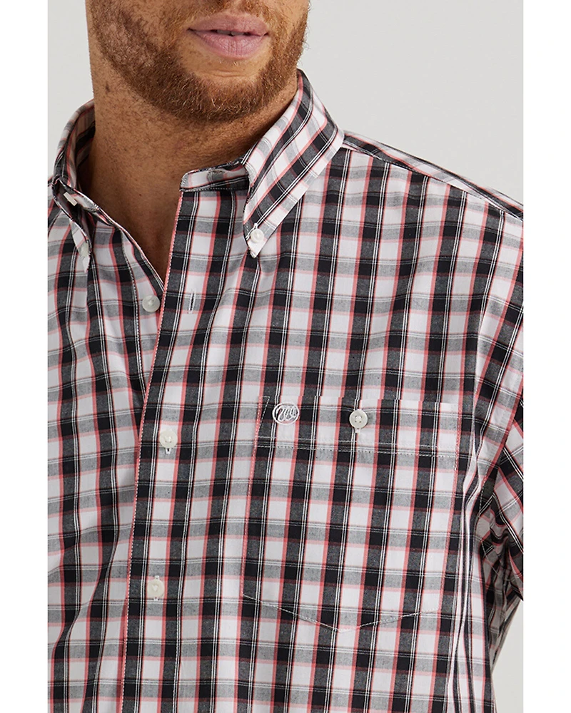 Wrangler Men's Classic Plaid Print Short Sleeve Button-Down Western Shirt - Tall