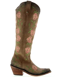 Botas Caborca for Liberty Black Women's Garden Embroidered Floral Western Tall Boots - Snip Toe