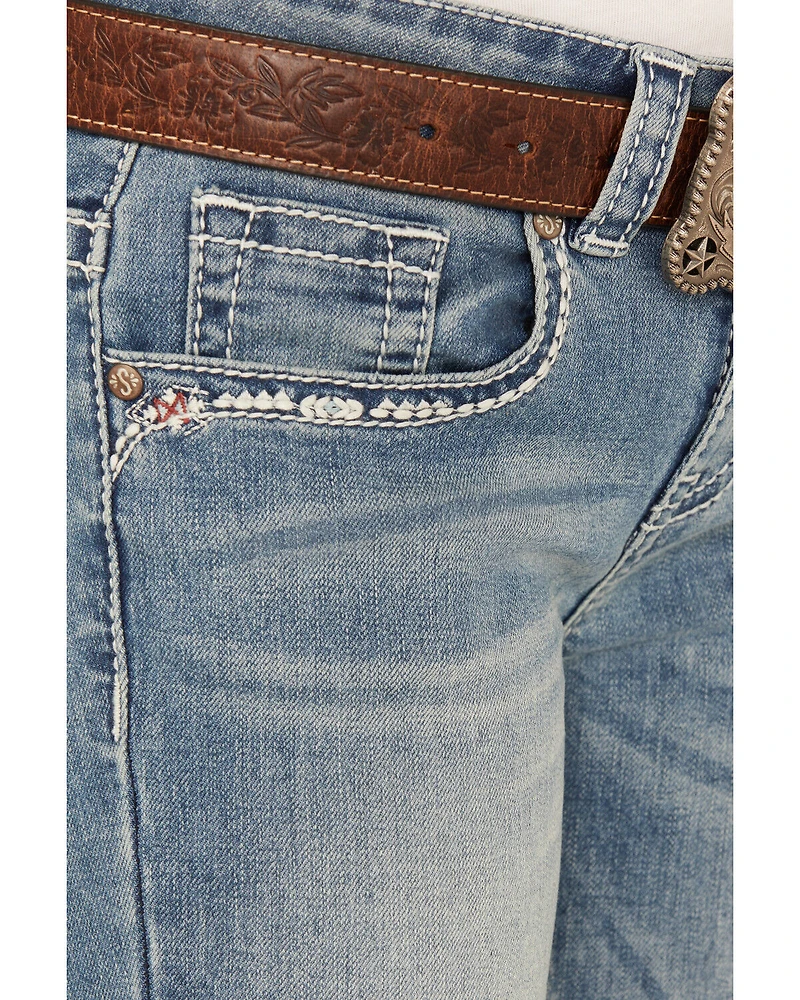 Shyanne Girls' Medium Wash Diamond Pocket Bootcut Stretch Denim Jeans