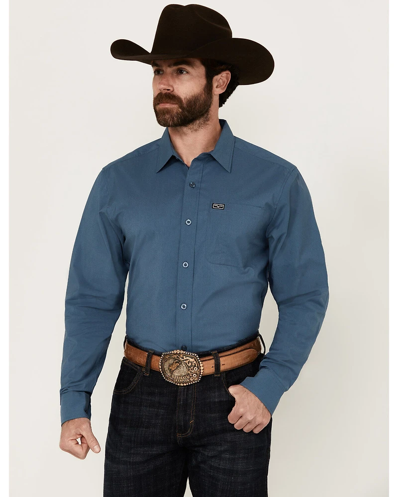 Kimes Ranch Men's Linville Solid Long Sleeve Button-Down Performance Western Shirt