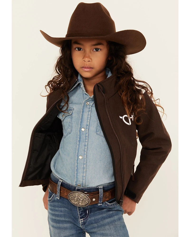 Cowgirl Hardware Girls Cow Print Softshell Jacket