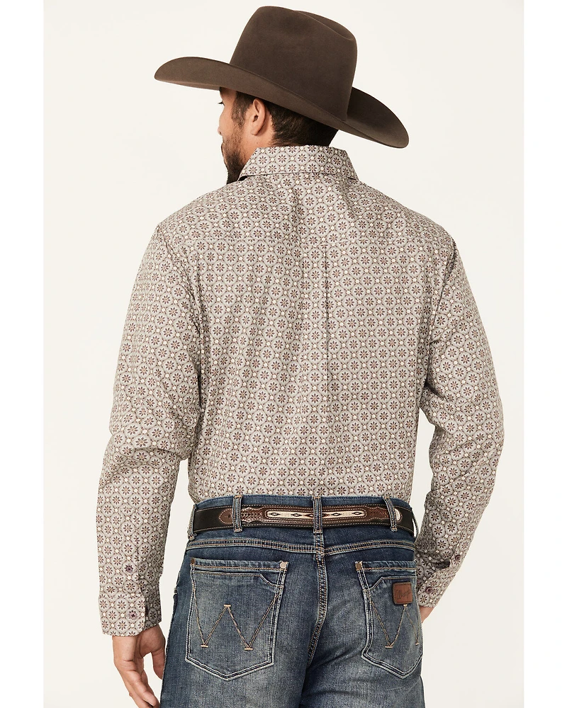Justin Men's Boot Barn Exclusive Medallion Print Long Sleeve Button-Down Stretch Western Shirt