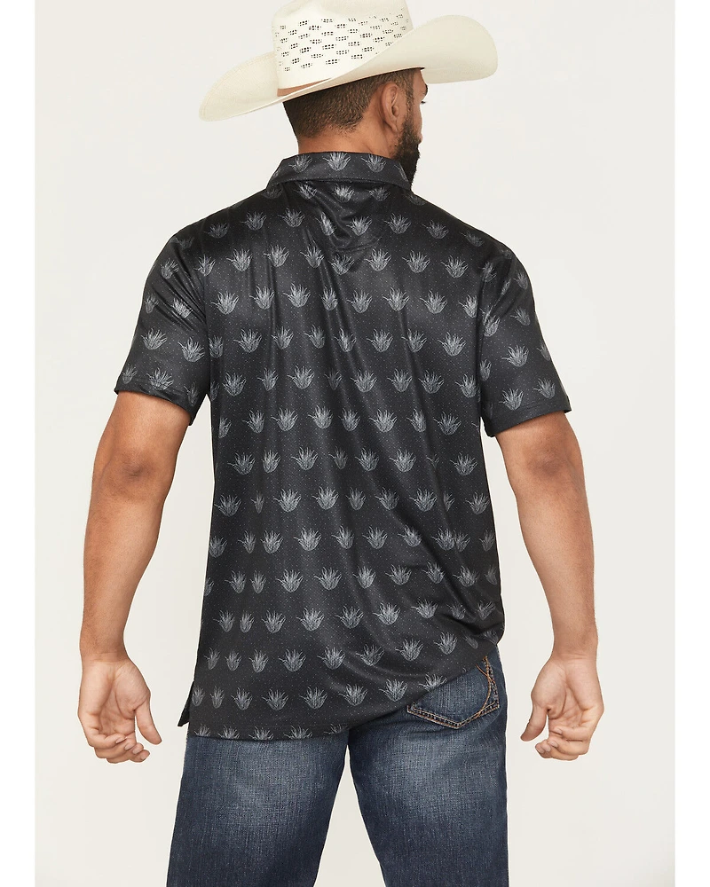 Rock & Roll Denim Men's Agave Print Short Sleeve Button-Down Stretch Polo