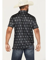 Rock & Roll Denim Men's Agave Print Short Sleeve Button-Down Stretch Polo