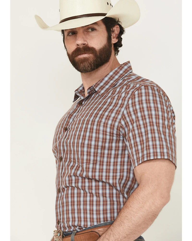 Gibson Trading Co Men's Mud Hole Plaid Print Short Sleeve Button-Down Western Shirt