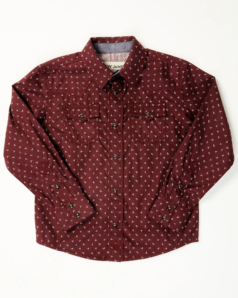 Cody James Toddler Boys' Williams Geo Print Long Sleeve Snap Western Shirt