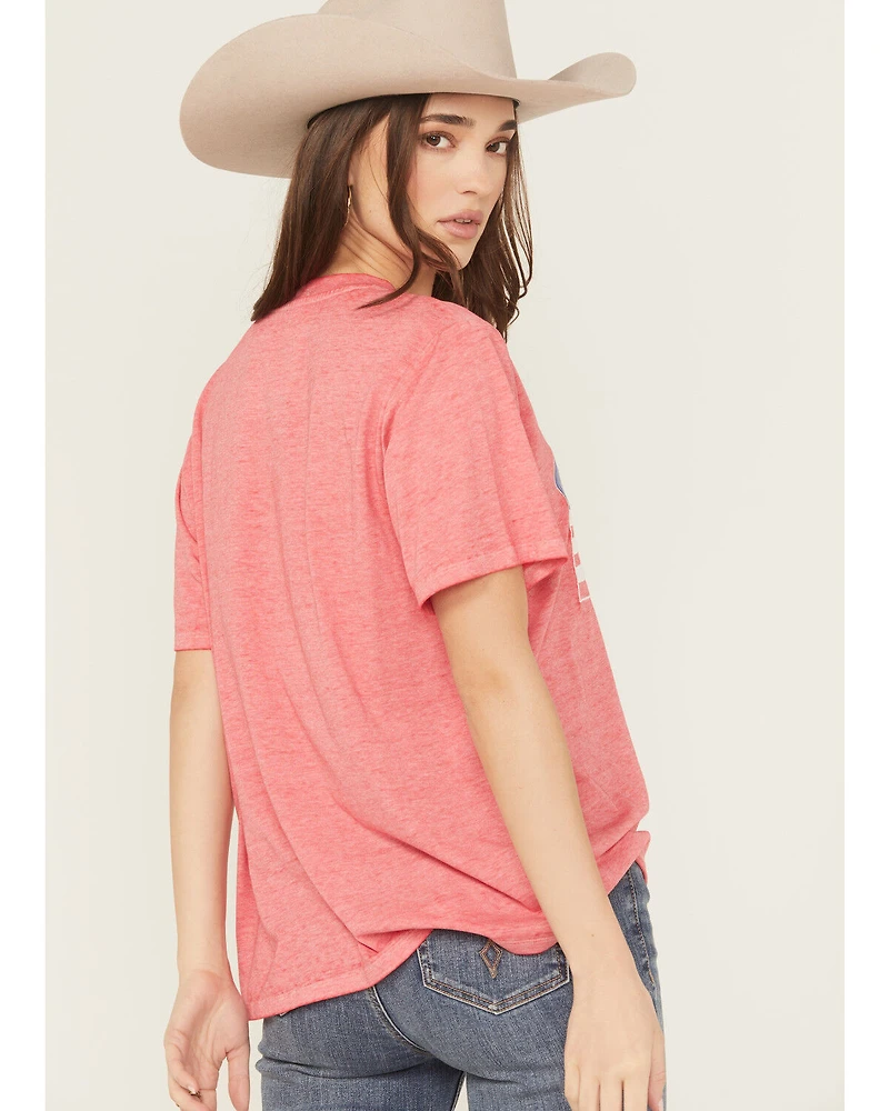 Blended Women's Flag Embroidered Short Sleeve Tee
