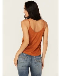 Shyanne Women's Crochet Lace Faux Suede Cami Top