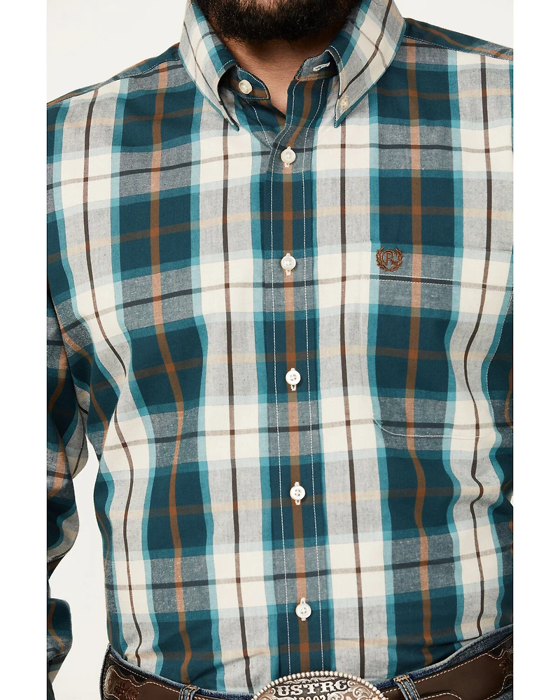 Panhandle Men's Select Plaid Print Long Sleeve Button-Down Western Shirt