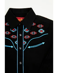 Avalon Boys' Embroidered Long Sleeve Snap Western Shirt