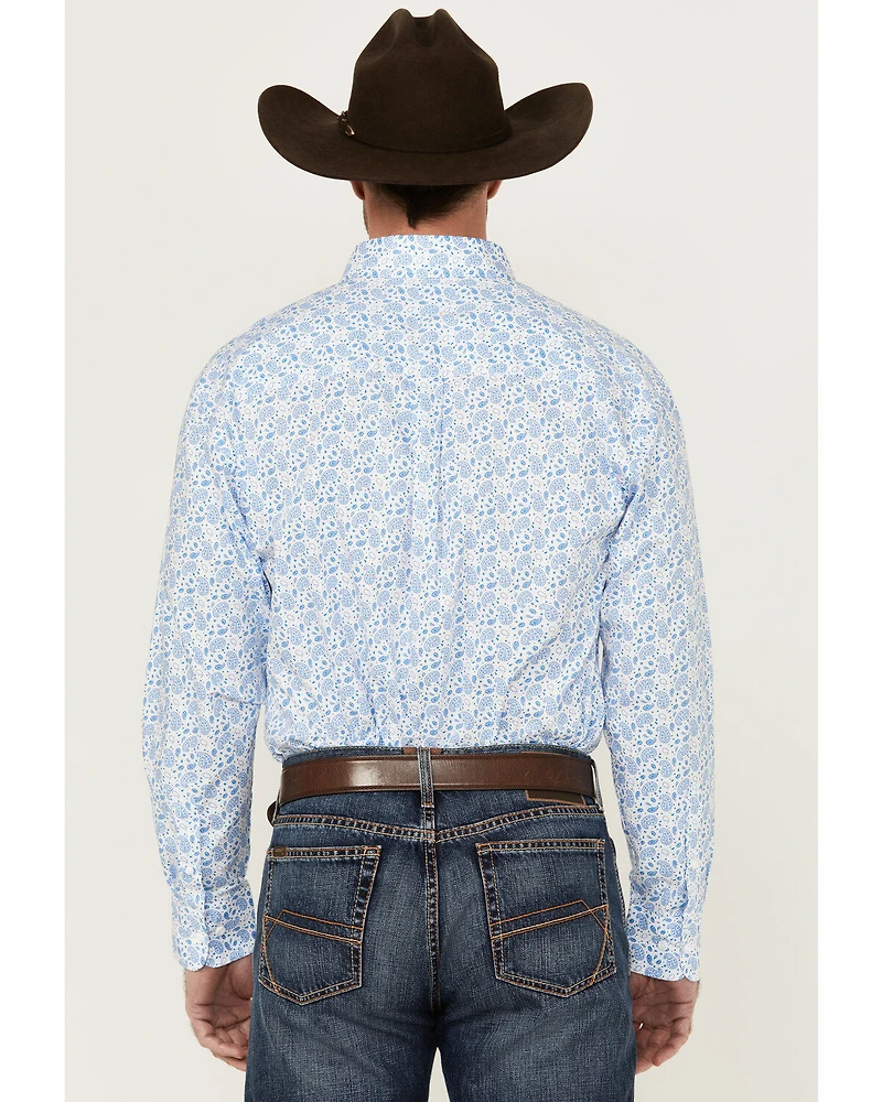 George Strait By Wrangler Men's Paisley Print Long Sleeve Button-Down Stretch Western Shirt