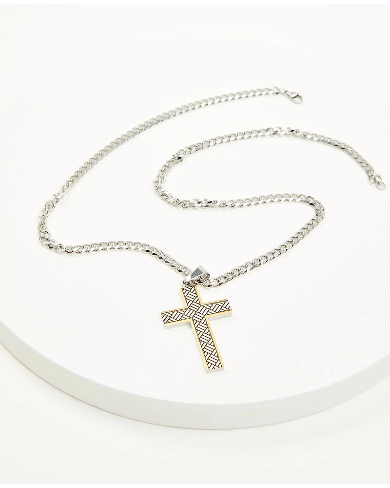 Cody James Men's Two-Tone Textured Cross Necklace