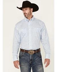George Strait by Wrangler Men's Geo Print Long Sleeve Button-Down Stretch Western Shirt