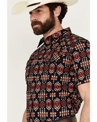 Cody James Men's Axe Throw Southwestern Print Short Sleeve Snap Western Shirt - Tall