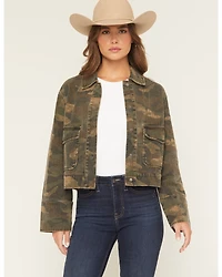 Ashley Women's Camo Print Denim Shacket