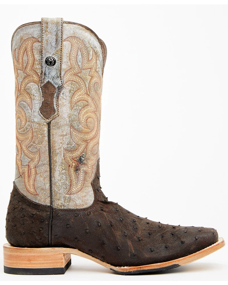 Tanner Mark Men's Exotic Full Quill Ostrich Western Boots - Broad Square Toe