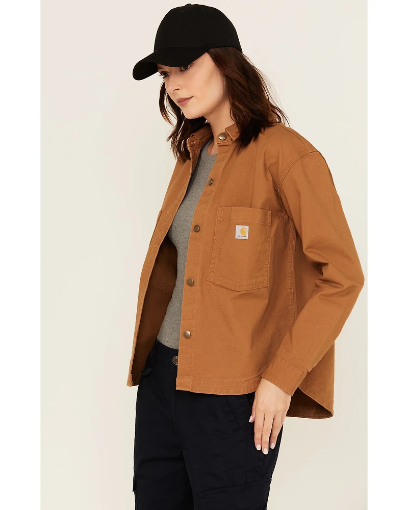 Carhartt Women's Rugged Flex® Loose Fit Heavyweight Duck Long Sleeve Button-Down Overshirt