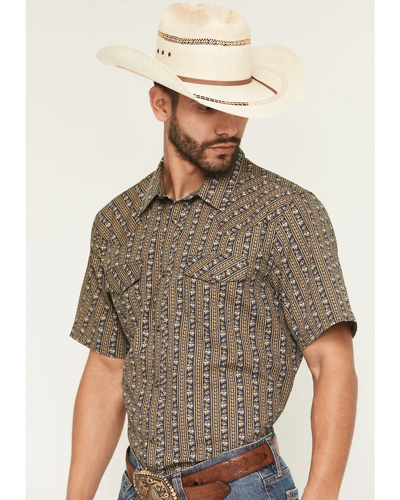 Gibson Trading Co Men's Evolve Floral Striped Short Sleeve Snap Western Shirt