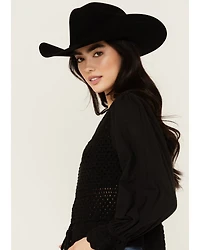 Revel Women's Layer Crochet Long Sleeve Shirt
