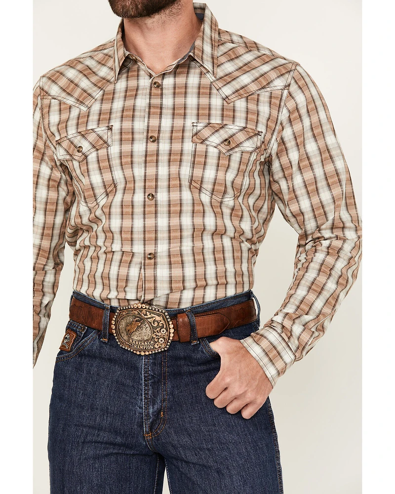 Cody James Men's Buck Off Plaid Print Long Sleeve Snap Western Shirt