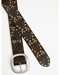 Shyanne Women's Embossed Heavy Cord Lacing Oval Buckle 3/4" Belt