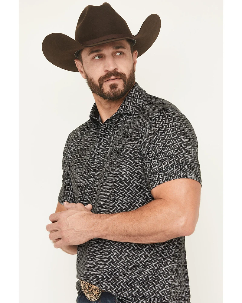 Cowboy Hardware Men's Geo Print Short Sleeve Snap Polo
