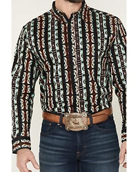 RANK 45® Men's Fargo Southwestern Striped Long Sleeve Button-Down Stretch Western Shirt